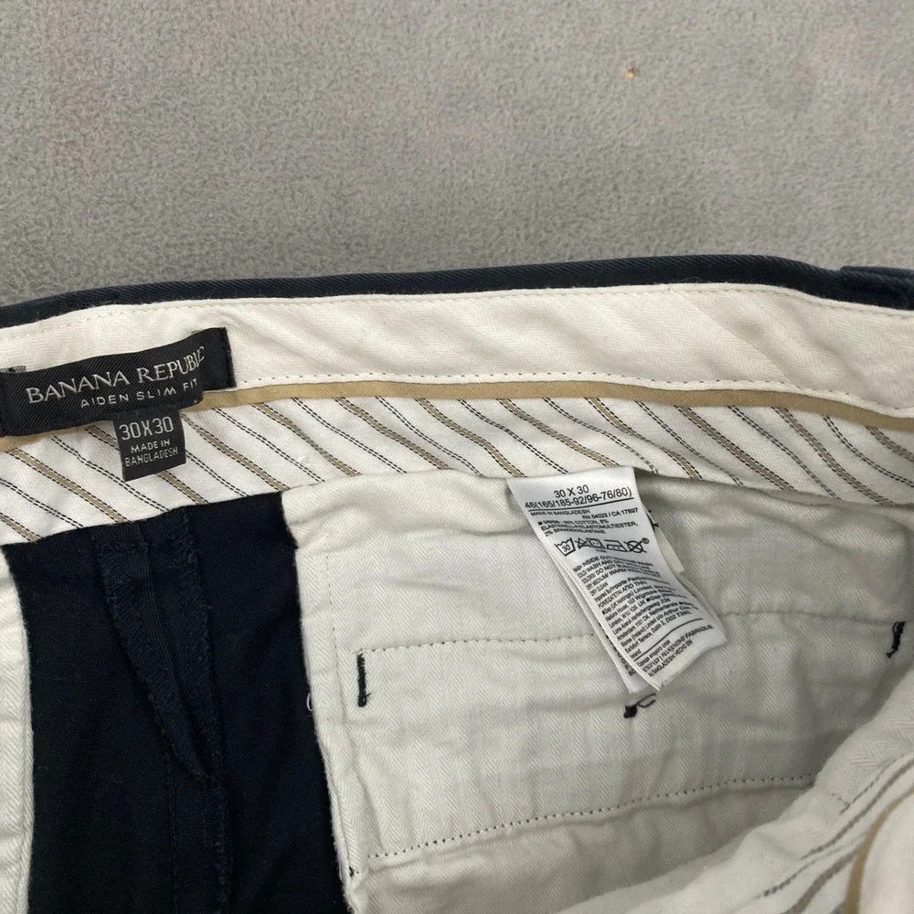 Banana Republic Aiden Slim Fit Chino Pants Black 30x30 Mens Stretch Trousers